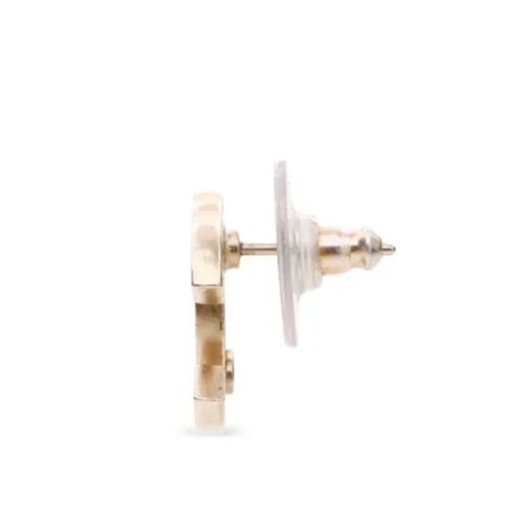 Chanel Pink and White Striped Logo Earrings - Picture 3 of 6